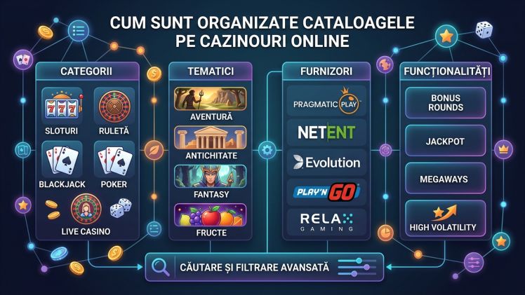Cum sunt organizate cataloagele pe cazinouri online